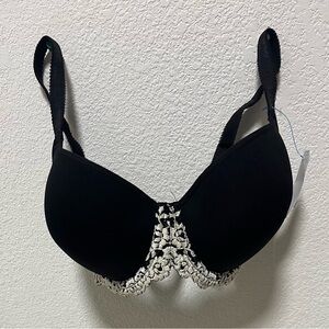 Elegant Black Lace Trim Bra by Wacoal